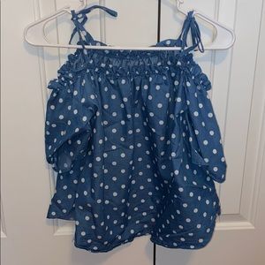 Polka dot off the shoulder shirt